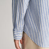 Gant Regular Fit Striped Cotton Linen Shirt in Rich Blue