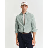 Gant Regular Fit Striped Cotton Linen Shirt In Woody Green