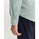 Gant Regular Fit Striped Cotton Linen Shirt In Woody Green