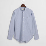 GANT Regular Fit Striped Dobby Dot Shirt In College Blue