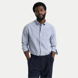 GANT Regular Fit Striped Dobby Dot Shirt In College Blue