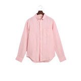 GANT Regular Fit Striped Linen Shirt In Geranium Pink