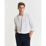 GANT Regular Fit Striped Linen Shirt In White