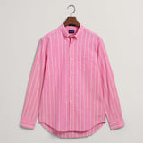 GANT Regular Fit Striped Oxford Shirt Perky Pink