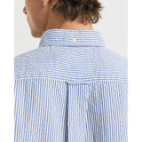 GANT Regular Fit Striped Seersucker Shirt In Rich Blue