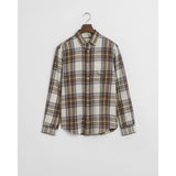 Gant Regular Fit Windblown Flannel Check Shirt In Cream