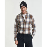 Gant Regular Fit Windblown Flannel Check Shirt In Cream