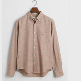 GANT Regular Jaspe Tattersall Plaid Shirt In Caramel Beige