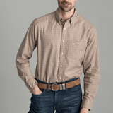 GANT Regular Jaspe Tattersall Plaid Shirt In Caramel Beige