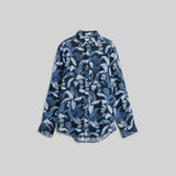 GANT Regular Linen Print Shirt In Marine