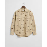 Gant Relaxed Fit Embroidered Twill Shirt In Oak Beige