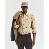 Gant Relaxed Fit Embroidered Twill Shirt In Oak Beige