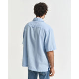 GANT Relaxed Fit Textured Short Sleeve Shirt In Capri Blue