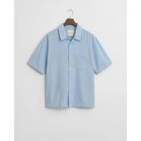 GANT Relaxed Fit Textured Short Sleeve Shirt In Capri Blue