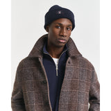 Gant Ribbed Cotton Blend Beanie In Evening Blue