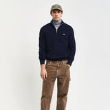 GANT Ribbed Cotton Wool Half-Zip Sweater in Evening Blue
