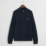 GANT Ribbed Cotton Wool Half-Zip Sweater in Evening Blue
