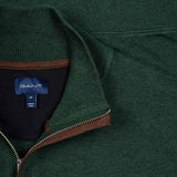 GANT Sacker Rib Half Zip In Tartan Green