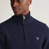GANT Sacker Rib Half Zip Sweater In Evening Blue