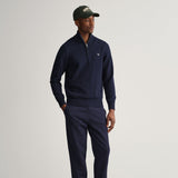 GANT Sacker Rib Half Zip Sweater In Evening Blue