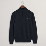 GANT Sacker Rib Half Zip Sweater In Evening Blue