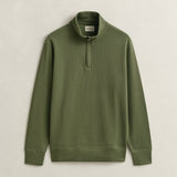 GANT Sacker Rib Half-Zip Sweatshirt In Dry Herb Green