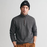 GANT Sacker Rib Half-Zip Sweatshirt in Antracit Melange