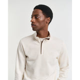 GANT Sacker Rib Half-Zip Sweatshirt In Cream