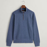 GANT Sacker Rib Half-Zip Sweatshirt In Jeansblue Melange