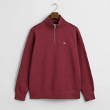 GANT Shield Half-Zip Sweatshirt in Wine Red