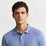GANT Shield Pique Polo Shirt Regular Fit In Faded Denim
