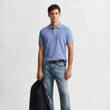 GANT Shield Pique Polo Shirt Regular Fit In Faded Denim