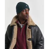 Gant Shield Wool Beanie In Tartan Green