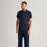 GANT Slim Fit Shield Piqué Polo Shirt in Rick Navy