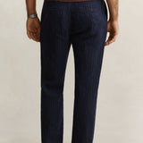 GANT Striped Linen Pants Regular Fit In Evening Blue