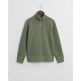 GANT Sunfaded Half Zip Sweatshirt In Kalamata Green