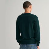 GANT Superfine Lambswool Crew-neck Sweater In Tartan Green
