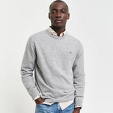 GANT Superfine Lambswool Half Zip Cardigan in Grey Melange