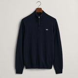 GANT Superfine Lambswool Half Zip Sweater In Marine