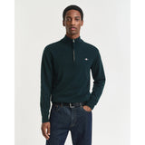GANT Superfine Lambswool Half-Zip Sweater In Tartan Green
