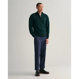 GANT Superfine Lambswool Half-Zip Sweater In Tartan Green