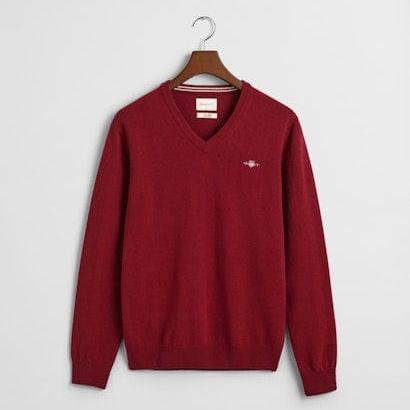 GANT Superfine Lambswool V-Neck Sweater in Plumped Red