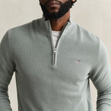 GANT Textured Cotton Half-Zip Sweater Ceramic In Grey