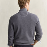 GANT Textured Cotton Half-Zip Sweater In Mid Grey