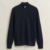 GANT Textured Half-Zip Sweater In Evening Blue