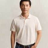 GANT Textured Stripe Polo Shirt Regular Fit In Cream White