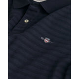 GANT Textured Striped Polo Shirt In Evening Blue