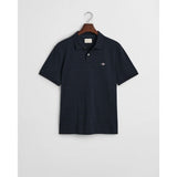 GANT Textured Striped Polo Shirt In Evening Blue
