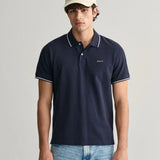 GANT Tipped Piqué Polo Shirt in Evening Blue