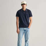 GANT Tipped Piqué Polo Shirt in Evening Blue